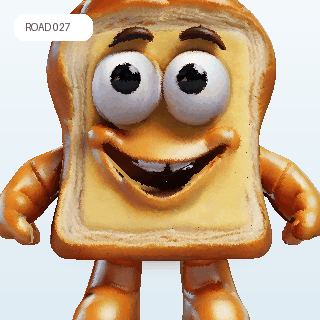Bread character generated by ROAD rotating 360 degrees
